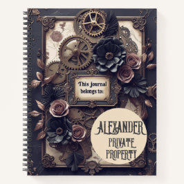 Steampunk Floral Gears Schrijftijdschrift Notitieboek