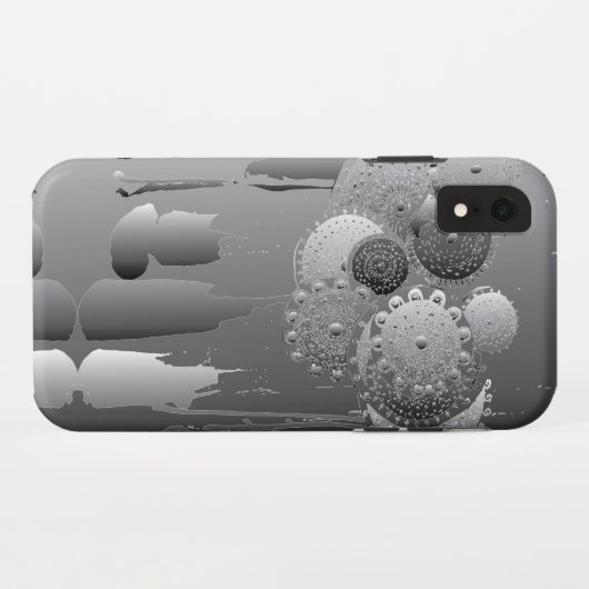 Steampunk Floral Metal Gray Case-Mate iPhone Case (Achterkant (horizontaal))