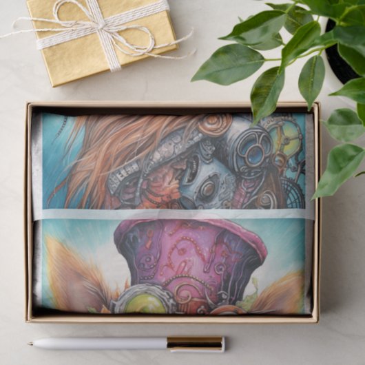 Steampunk Floral Pup 2 Tissuepapier (Geschenk)