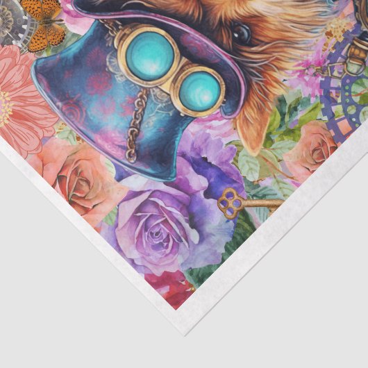 Steampunk Floral Pup Tissuepapier (Detail)