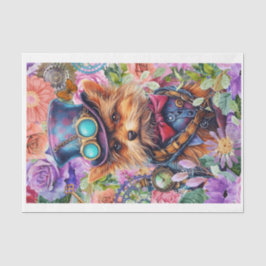Steampunk Floral Pup Tissuepapier