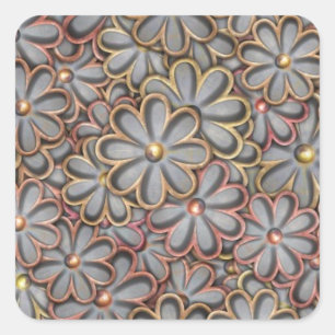 Steampunk Flower Power Vierkante Sticker