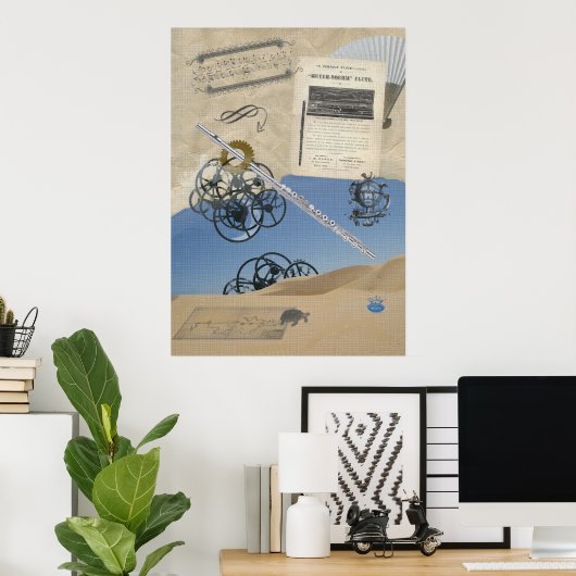 Steampunk Flute Fantasy Poster (Thuiskantoor)