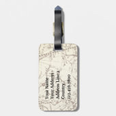 Steampunk Flying Boat op Zodiac Kaart met Initiale Bagagelabel (Achterkant verticaal)