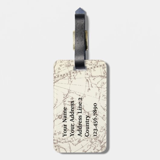 Steampunk Flying Boat op Zodiac Kaart met Initiale Bagagelabel (Achterkant verticaal)