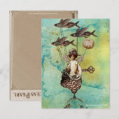 Steampunk Flying Fish Seaship Briefkaart (Voorkant / Achterkant)
