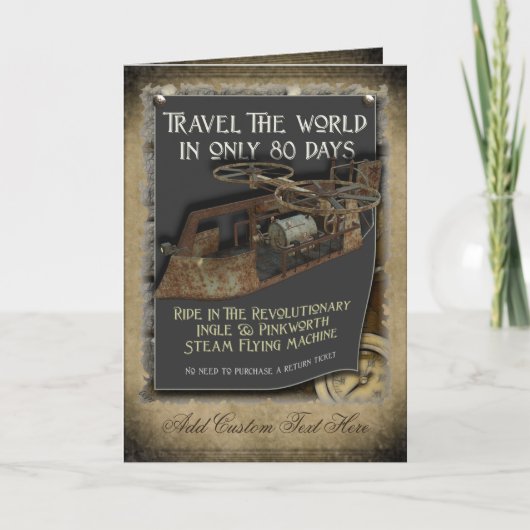 Steampunk Flying Machine Groeten Kaart (Voorkant)