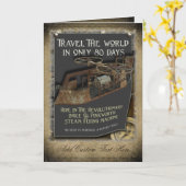 Steampunk Flying Machine Groeten Kaart (Gele Bloem)