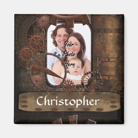 Steampunk foto achtergrond magneet (Voorkant)
