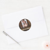 Steampunk foto achtergrond ronde sticker (Envelop)