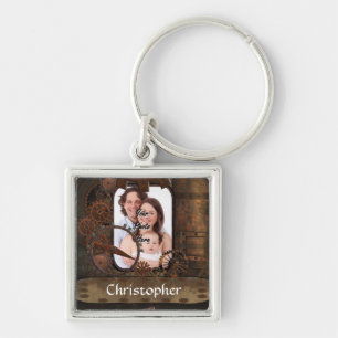 Steampunk foto achtergrond sleutelhanger