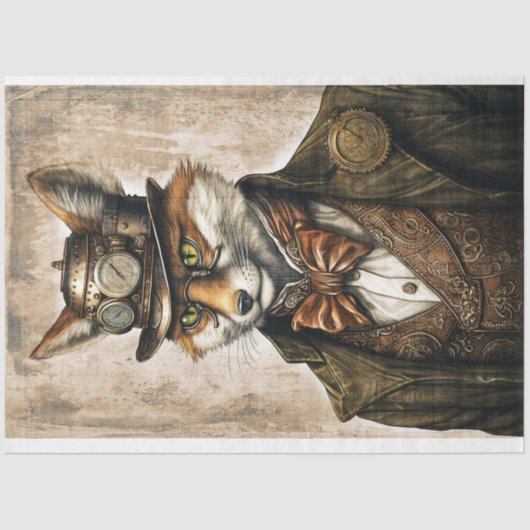 Steampunk Fox 1 Decoupage tissuepapier (Voorkant)