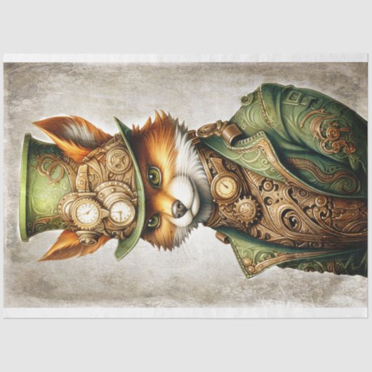 Steampunk Fox 3 Portret Decoupage Papier (Voorkant)