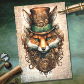 Steampunk Fox 4 Portret Decoupage Papier