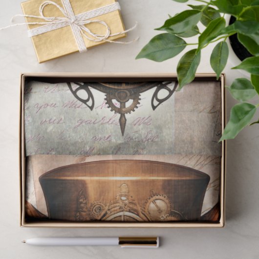 Steampunk Fox 4 Portret Decoupage Papier (Geschenk)