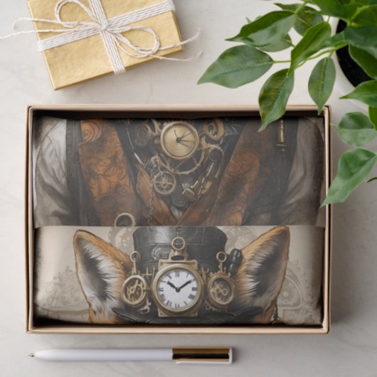 Steampunk Fox Illustratie Tissuepapier (Geschenk)