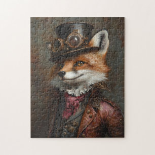 Steampunk Fox met een bril Legpuzzel