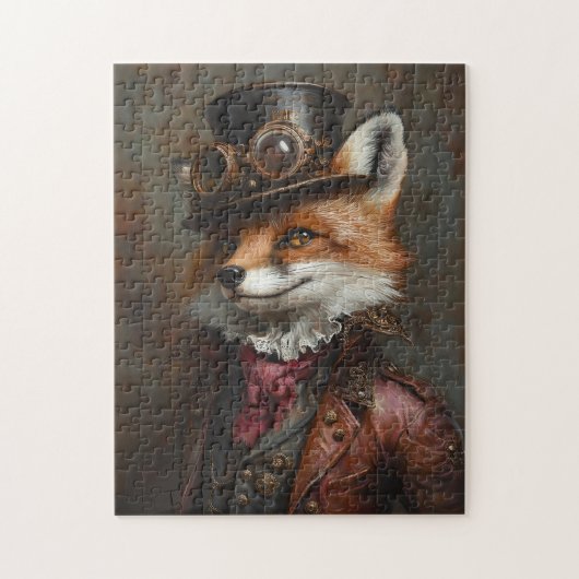 Steampunk Fox met een bril Legpuzzel (Verticaal)