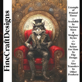 Steampunk Fox On Throne AC1 Decoupage Tissuepapier