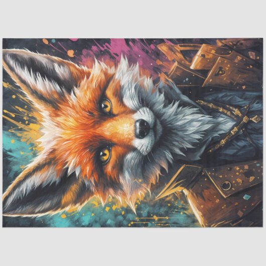 Steampunk Fox Portrait Decoupage Tissuepapier (Voorkant)