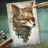 Steampunk Fox Portret Decoupage Papier