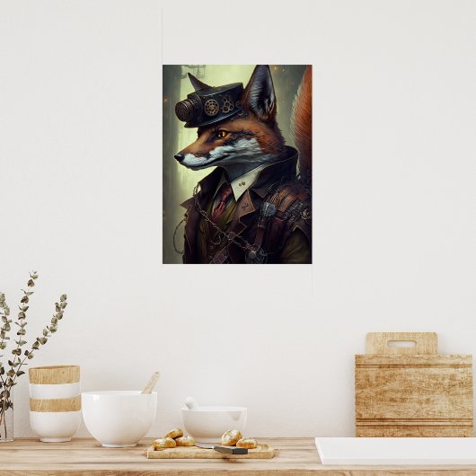 Steampunk Fox Wall Art Poster (Keuken)