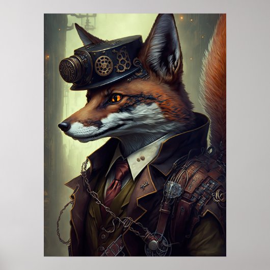 Steampunk Fox Wall Art Poster (Voorkant)