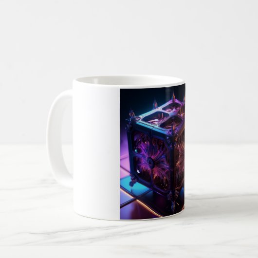 Steampunk Fractal Reflective Music Box Koffiemok (Voorkant links)