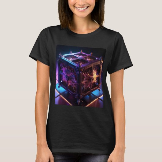 Steampunk Fractal Reflective Music Box T-shirt (Voorkant)