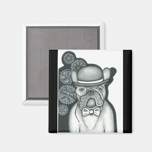 Steampunk Franse Bulldog magneet (Voorkant / Achterkant)