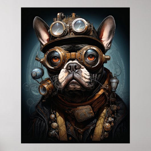 STEAMPUNK FRANSE BULLDOG POSTER (Voorkant)