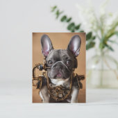 Steampunk French Bulldog Briefkaart (Staand voorkant)