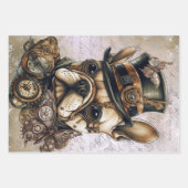 Steampunk French Bulldog Butterfly Decoupage Inpakpapier Vel (Voorkant 3)