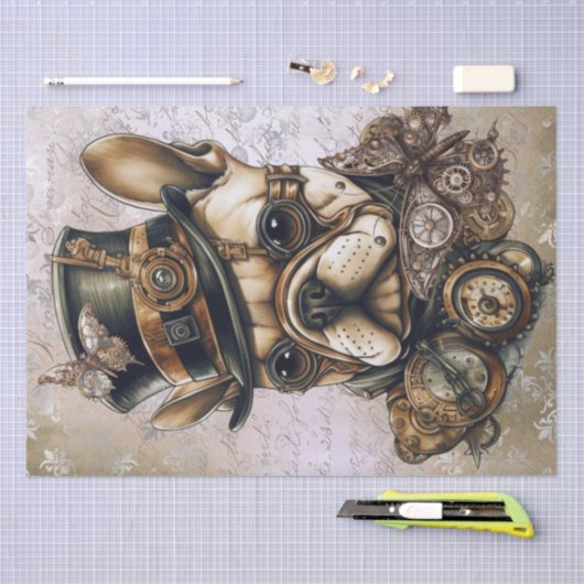 Steampunk French Bulldog Butterfly Tissuepapier (Craft)