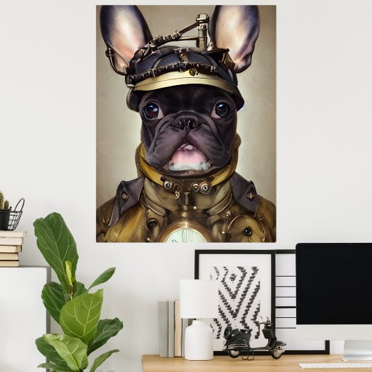 Steampunk French Bulldog Poster (Thuiskantoor)