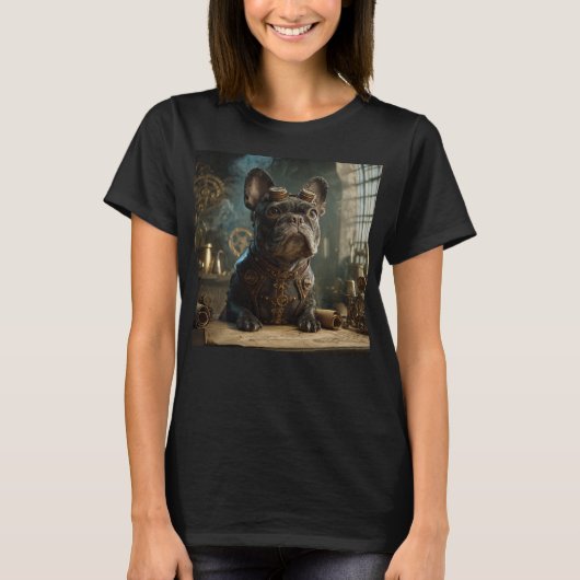 Steampunk Frenchie (Editie 1) - Dames Basic T-shirt (Voorkant)