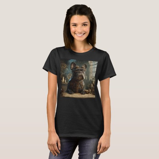 Steampunk Frenchie (Editie 1) - Dames Basic T-shirt (Voorkant volledig)