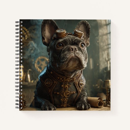 Steampunk Frenchie (Editie 1) - Spiraalschriftboek Notitieboek (Voorkant)