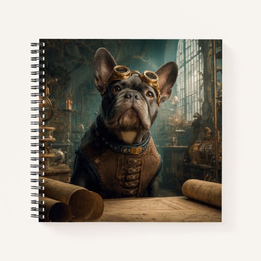 Steampunk Frenchie (Editie 2) - Deluxe Spiraal Notitieboek (Voorkant)