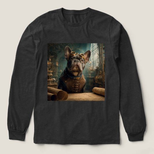 Steampunk Frenchie (Editie 2) - Lange Mouwen Tri-Blend Shirt (Voorkant)