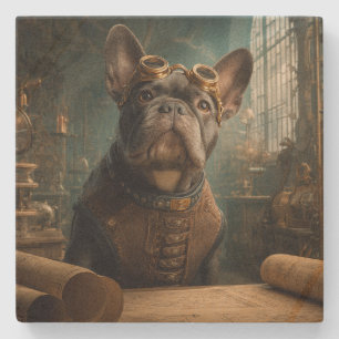 Steampunk Frenchie (Editie 2) - SandStone Coaster Stenen Onderzetter