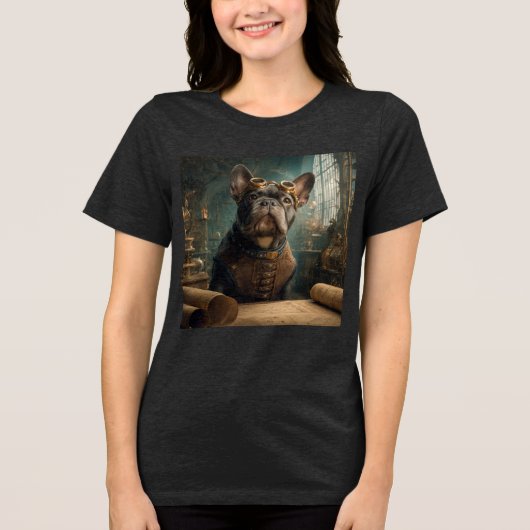 Steampunk Frenchie (Editie 2) - Tri-blend T- Shirt (Voorkant)