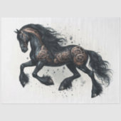 Steampunk Friesian Horse waterverf Decoupage Tissuepapier (Voorkant)