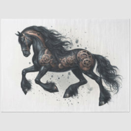 Steampunk Friesian Horse waterverf Decoupage Tissuepapier