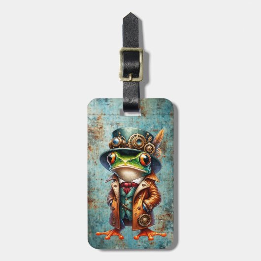 Steampunk Frog Custom Luggage Tag Bagagelabel (Voorkant verticaal)