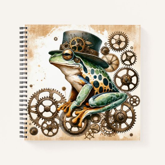 Steampunk Frog & Gears Spiraal Notitieboek (Voorkant)