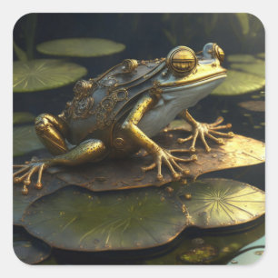 Steampunk Frog   Gotische kunst Vierkante Sticker