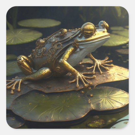 Steampunk Frog | Gotische kunst Vierkante Sticker (Voorkant)