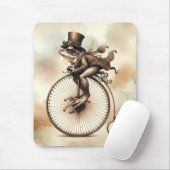 Steampunk Frog Riding a Penny-farthing Bike Muismat (Met muis)