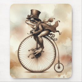 Steampunk Frog Riding a Penny-farthing Bike Muismat